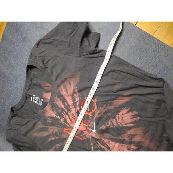Nike OOAK Women's Grey Orange 🧡 Bleached Tie Dye Logo Athletic Cut Tee Shirt XL - Picture 6 of 7